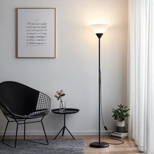 Stojaca led lampa v modernom interiéri