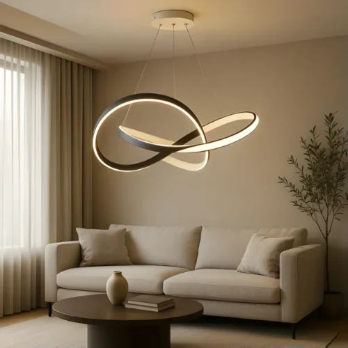 Moderný Led luster nad gaučom