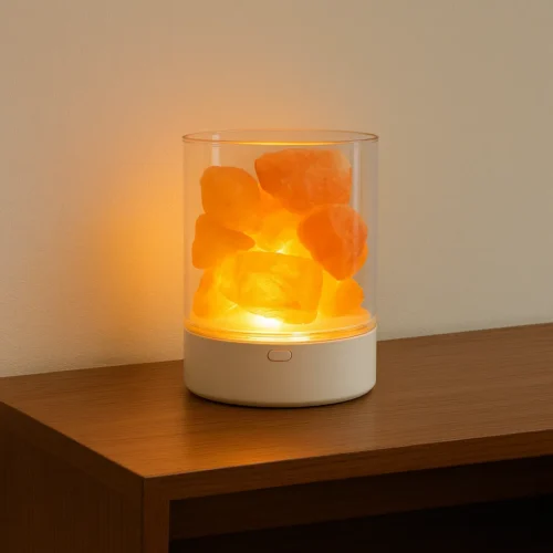 Lampa solna usb s oranžovými kryštálmi