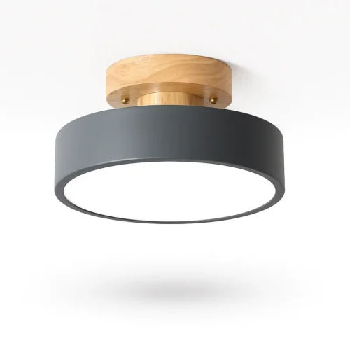 Stropné svietidlo s dreveným a sivým tienidlom Stropné svietidlo s dreveným a sivým tienidlom