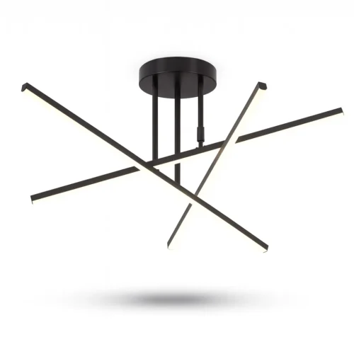 Čierne svietidlo s prekríženými LED ramenami Čierne stropné svietidlo s tromi prekríženými LED ramenami, Moderné svietidlá do obývačky