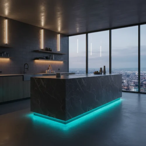Kuchyňa s Led pásikom pod ostrovčekom