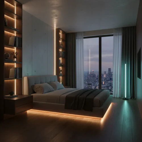 Moderná spálňa s Led pasikom 7m